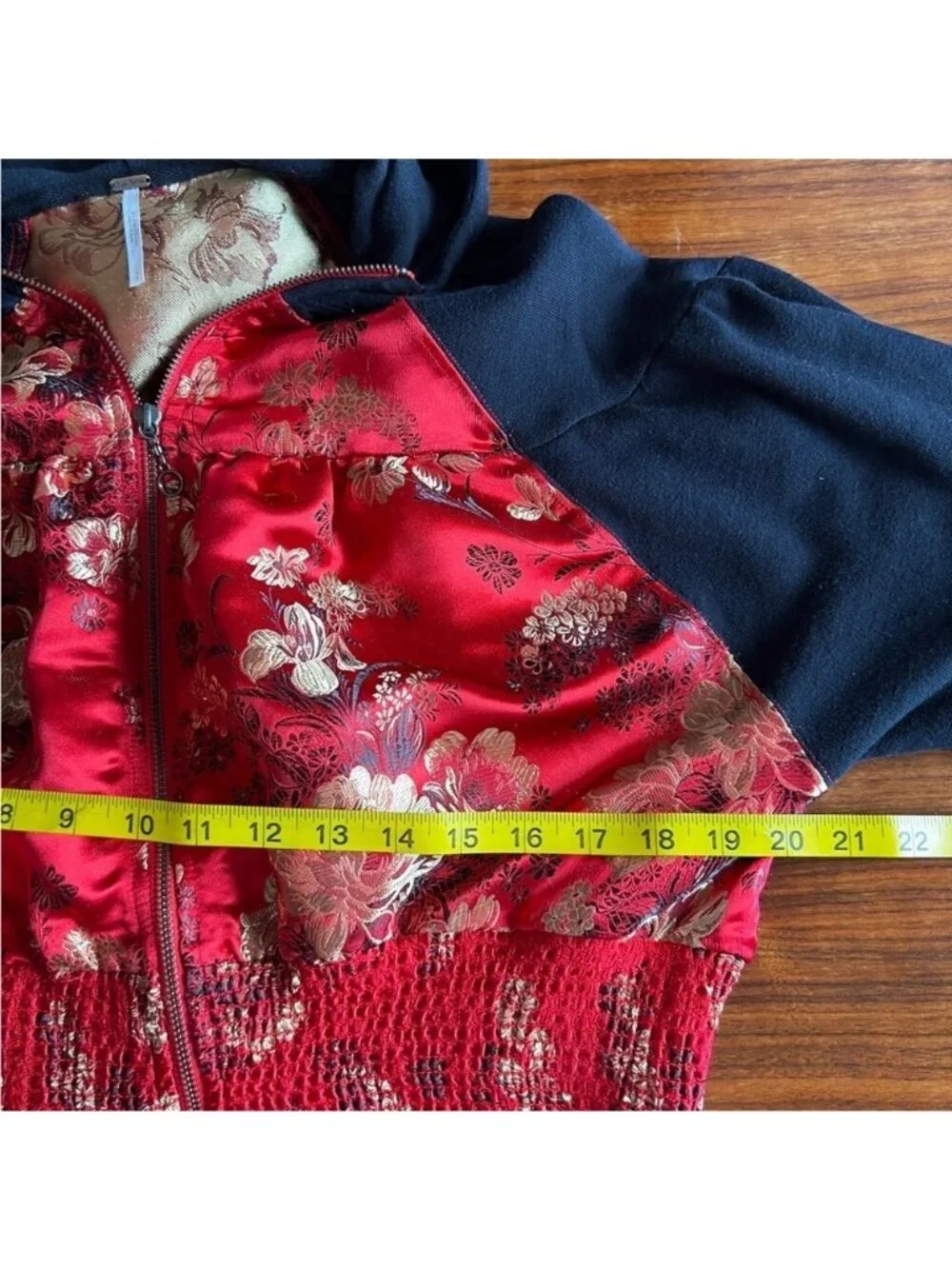 Free People Gabbie Zip Up Hoodie Red Black Sz small
